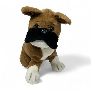 Aurora A&A Vintage Boxer Plush 13" Stuffed Animal Toy Two Tone Tan Realistic Sit